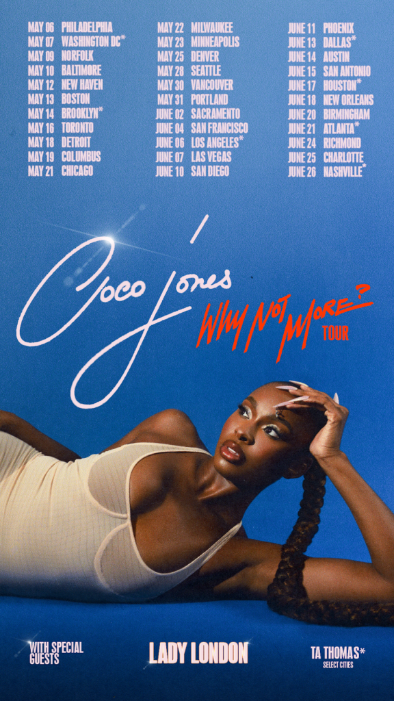 Coco Jones' Why Not More? Tour poster