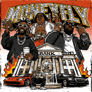 Juicy J, Rick Ross, LunchMoney Lewis & MadMaxx “Moneyfly” cover art