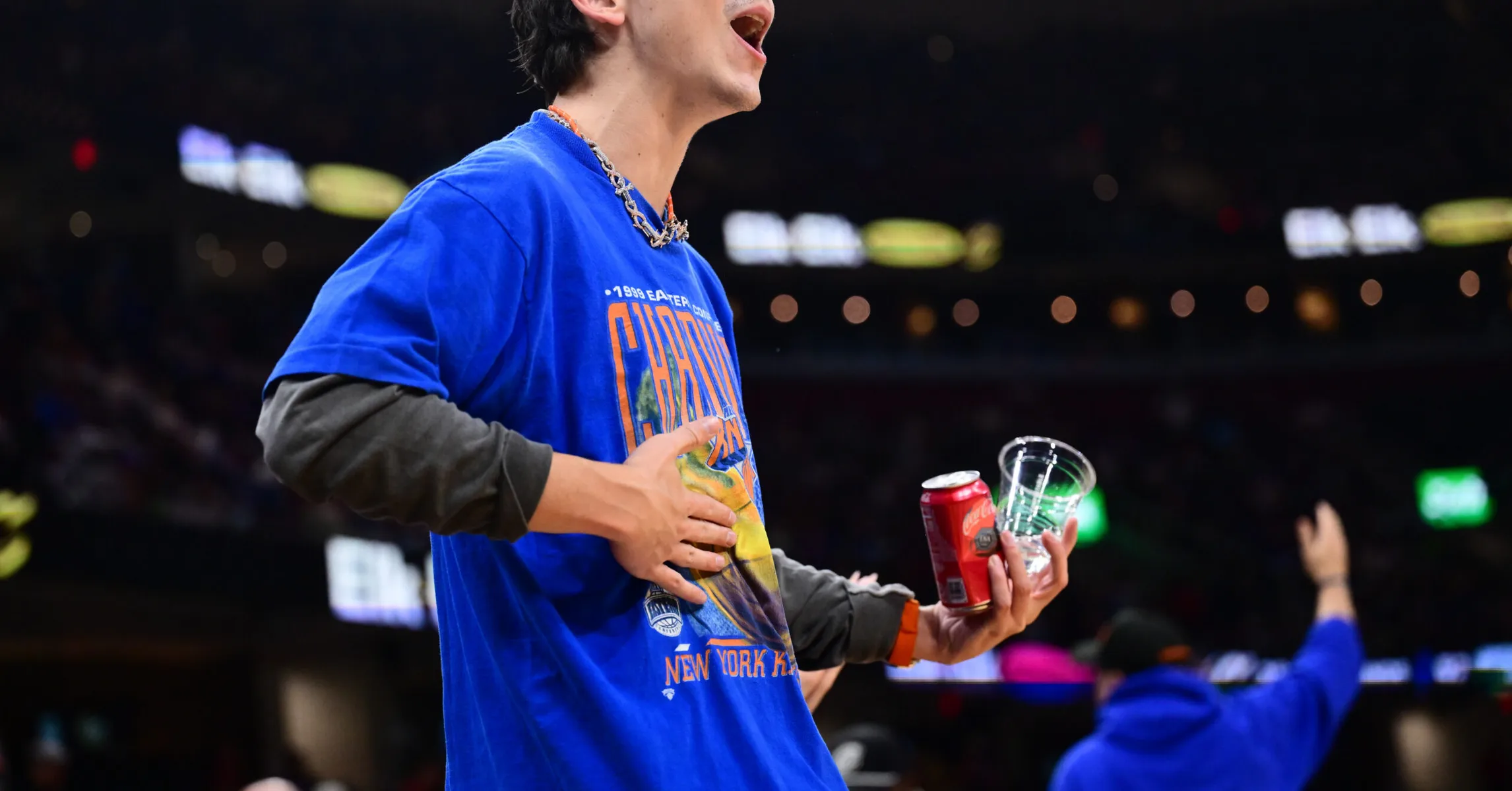 Timothée Chalamet Celebrates Knicks Win in Custom Alex Moss Chain