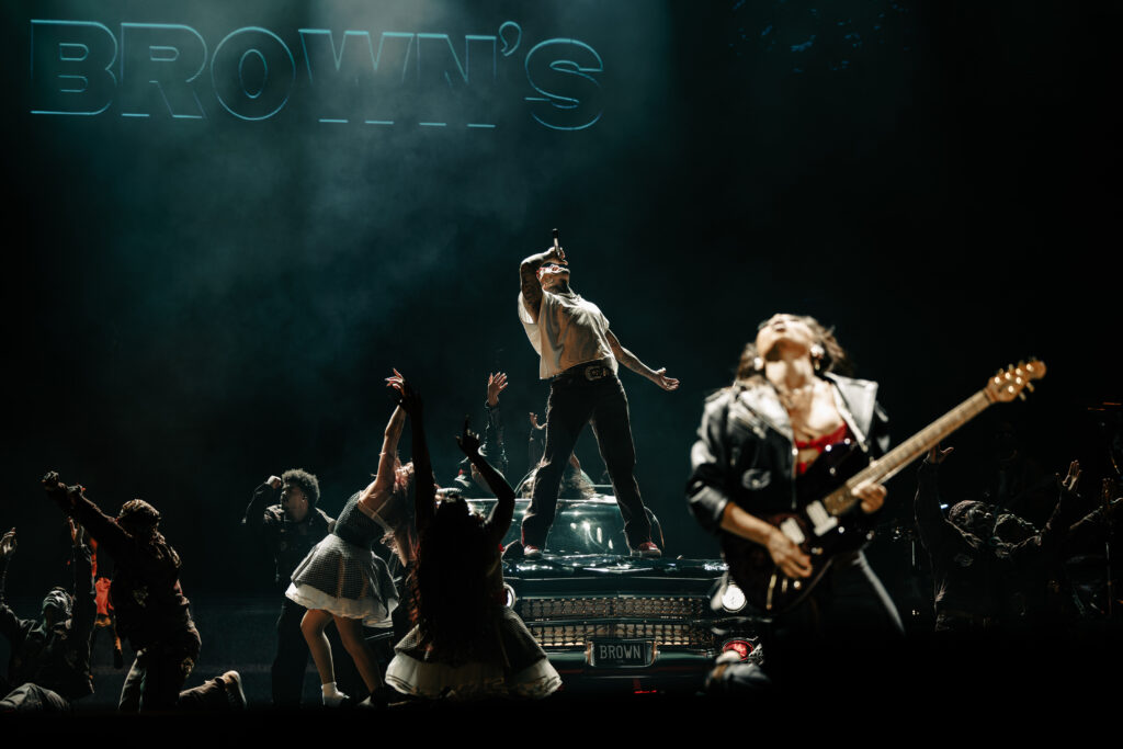 A photo of Chris Brown performing on The R&B Tour